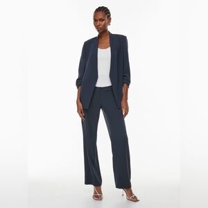 ARITZIA Babaton Power Blazer Open Front Ruched Sleeve Green (Total Eclipse) 10